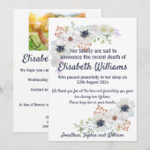 Kennisgeving van overlijden Kaart uitvaartregeling (Voorkant / Achterkant)