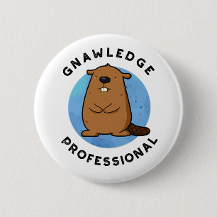 Kennisprofessional Funny Beaver Pun Ronde Button 5,7 Cm