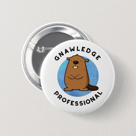 Kennisprofessional Funny Beaver Pun Ronde Button 5,7 Cm (Voorkant /achterkant)