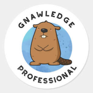Kennisprofessional Funny Beaver Pun Ronde Sticker