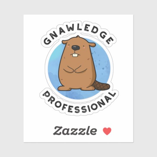 Kennisprofessional Funny Beaver Pun Sticker (Vel)