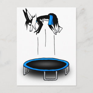 Kenny over trampoline briefkaart