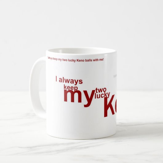 Keno Addict's witte mok (Voorkant links)