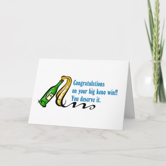 Keno kaarten: Gefeliciteerd met je grote Keno over Kaart (Voorkant)