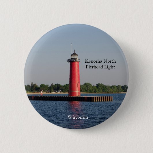 Kenosha Noord Pierhead Lichtknop Ronde Button 5,7 Cm (Voorkant)