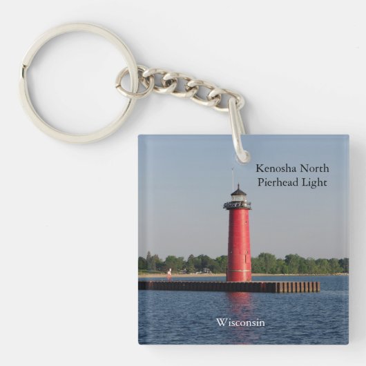 Kenosha North Pierhead Light acrylic sleutelhanger (Voorkant)