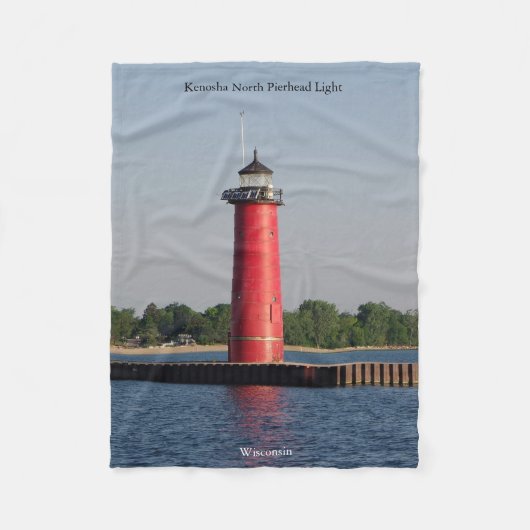 Kenosha North Pierhead Light fleece deken (Voorkant)