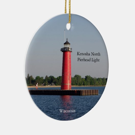 Kenosha North Pierhead Light Keramisch Ornament (Rechts)