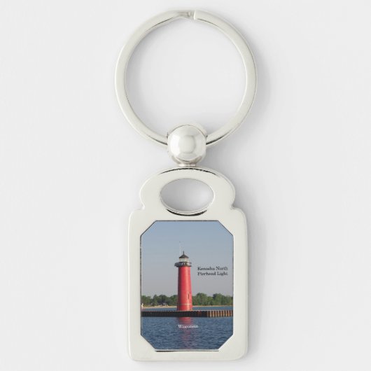 Kenosha North Pierhead Light metal key chain Sleutelhanger (Voorkant)