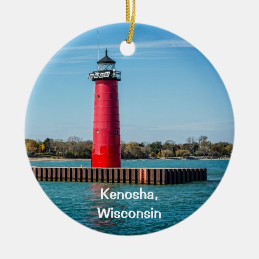 Kenosha vuurtoren keramisch Ornament (Voorkant)