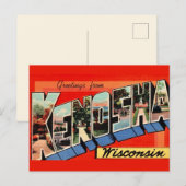 Kenosha WI Groet Ansichtkaart Briefkaart (Voorkant / Achterkant)