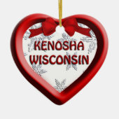 Kenosha Wisconsin Heart kerstversiering Keramisch Ornament (Voorkant)