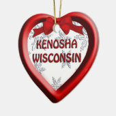 Kenosha Wisconsin Heart kerstversiering Keramisch Ornament (Links)