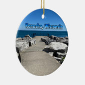 Kenosha, Wisconsin op Lake Michigan Keramisch Ornament (Rechts)