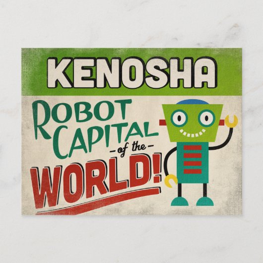 Kenosha Wisconsin Robot - Funny  Briefkaart (Voorkant)