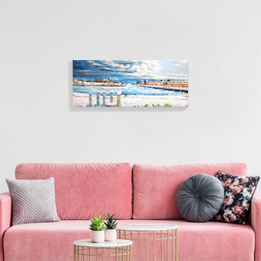 Kenosha Wisconsin Winter Harbour Canvas Afdruk (Insitu (Woonkamer))