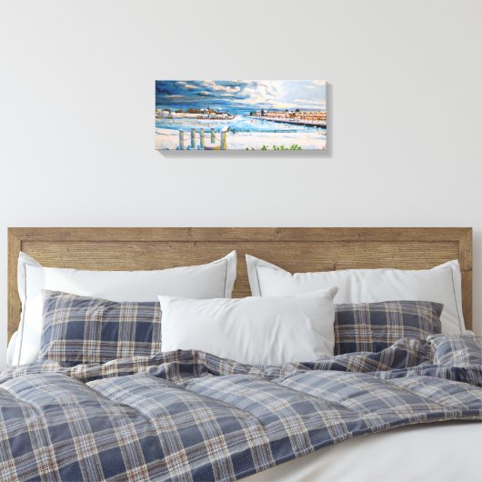 Kenosha Wisconsin Winter Harbour Canvas Afdruk (Insitu (Slaapkamer))