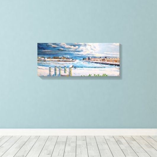 Kenosha Wisconsin Winter Harbour Canvas Afdruk (Insitu (Houten vloer))