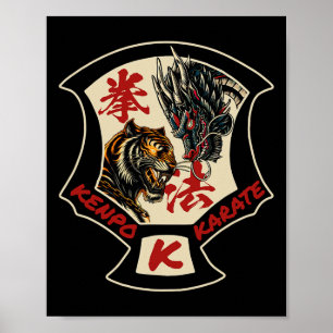 Kenpo Karate Martial Art Zelfverdediging Tiger Dra Poster