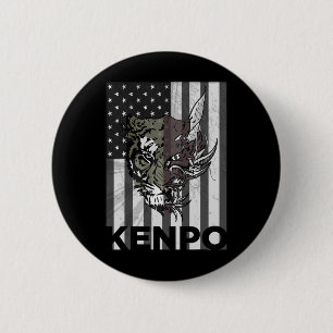 Kenpo Karate Martial Arts Amerikaanse Vlag Vrouwen Ronde Button 5,7 Cm