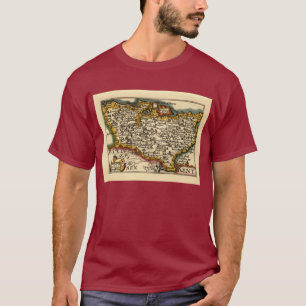 Kent County Engeland Antiek John Speed Atlas Kaart T-shirt