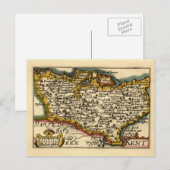 Kent County England Oude Antiquair John Speed Kaar Briefkaart (Voorkant / Achterkant)