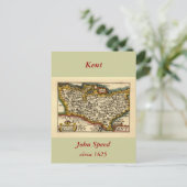 Kent County England Oude Antiquair John Speed Kaar Briefkaart (Staand voorkant)