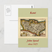 Kent County England Oude Antiquair John Speed Kaar Briefkaart (Voorkant / Achterkant)