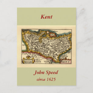 Kent County England Oude Antiquair John Speed Kaar Briefkaart