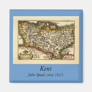 Kent County England Oude Antiquair John Speed Kaar Magneet