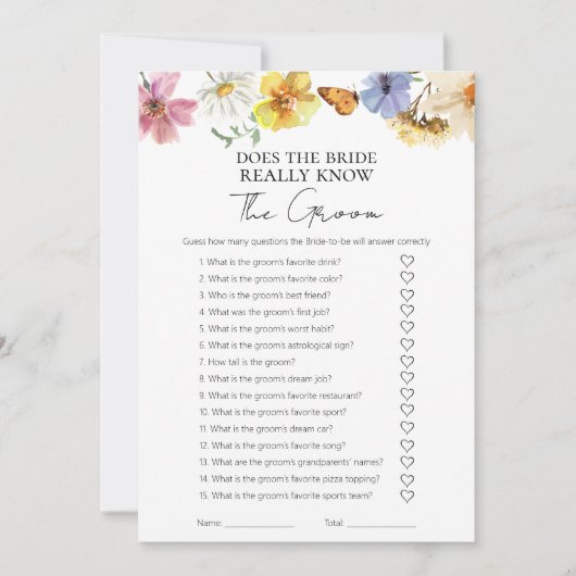 Kent de bruid echt de bruidegom spel Kaart (Voorkant)