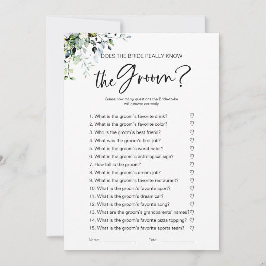 Kent de bruid echt het bruidegom spel kaart (Voorkant)