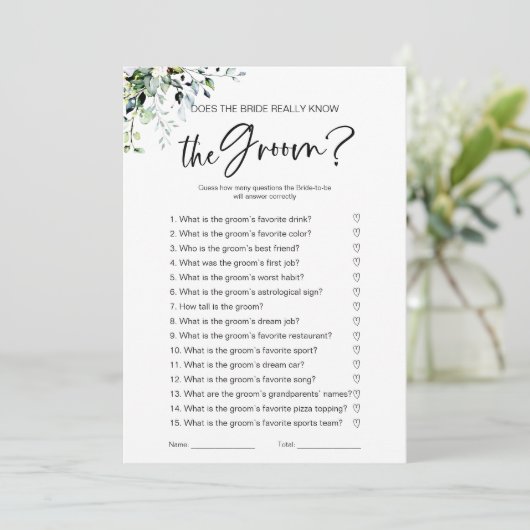 Kent de bruid echt het bruidegom spel kaart (Staand voorkant)