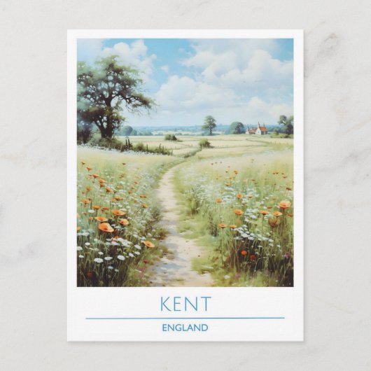 Kent Engeland Vintage Travel Briefkaart (Voorkant)