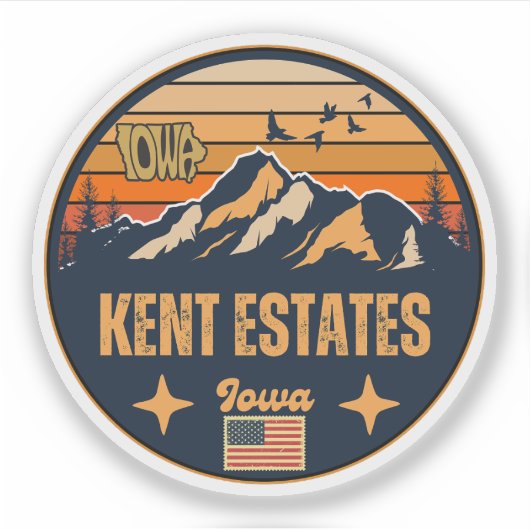 Kent Estates, Iowa Ia, Verenigde Staten Sticker (Voorkant)
