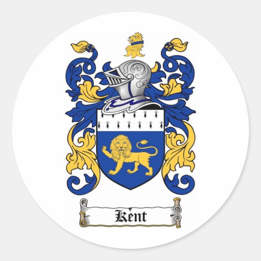 KENT FAMILY CREST - KENT WAPEN RONDE STICKER (Voorkant)