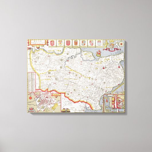 Kent, gegraveerd door Jodocus Hondius Canvas Afdruk (Voorkant)