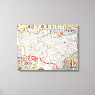 Kent, gegraveerd door Jodocus Hondius Canvas Afdruk