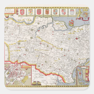 Kent, gegraveerd door Jodocus Hondius Vierkante Sticker
