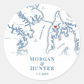 Kent Island Bestemming Bruiloft Elegante kaart Fav Ronde Sticker (Voorkant)