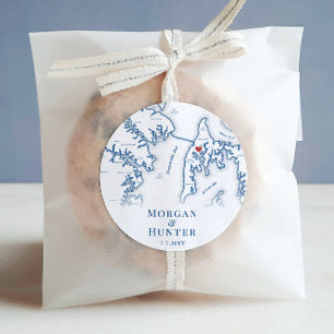 Kent Island Bestemming Bruiloft Elegante kaart Fav Ronde Sticker