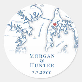 Kent Island Bestemming Trouw Elegante Envelop Ronde Sticker
