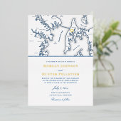 Kent Island Maryland Bestemming Marine en Goud Folie Uitnodiging (Staand Voorkant)