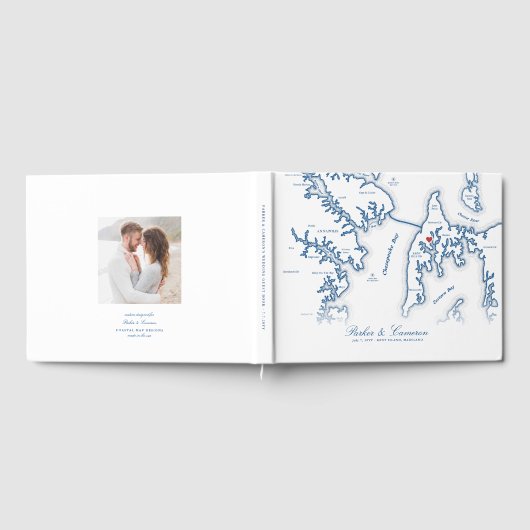 Kent Island Maryland Kaart Bestemming Bruiloft Gastenboek (Volledig)