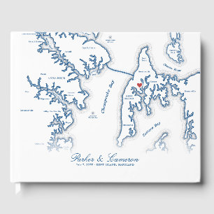 Kent Island Maryland Kaart Bestemming Bruiloft Gastenboek