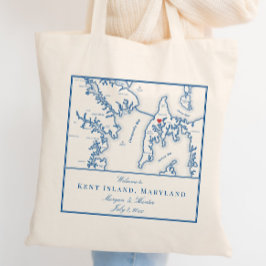 Kent Island Maryland Kaart Bruiloft Welkom Tote Bag