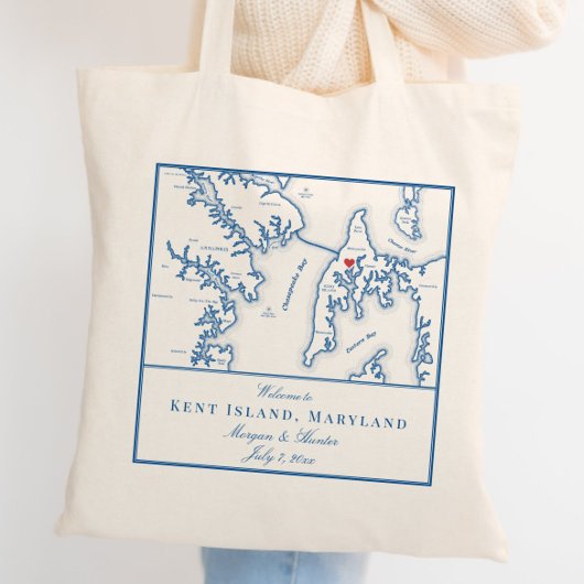 Kent Island Maryland Kaart Bruiloft Welkom Tote Bag