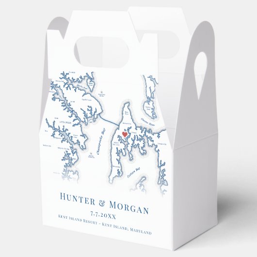 Kent Island Maryland Trouwkaart Elegant Bedankdoosjes (Geopend)