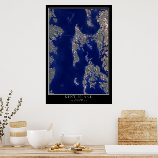 Kent Island Maryland van Space Satellite Map Poster (Keuken)