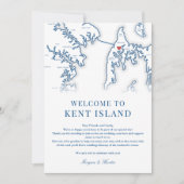 Kent Island MD Navy Blue Wedding Welkom reisroute Bedankkaart (Voorkant)